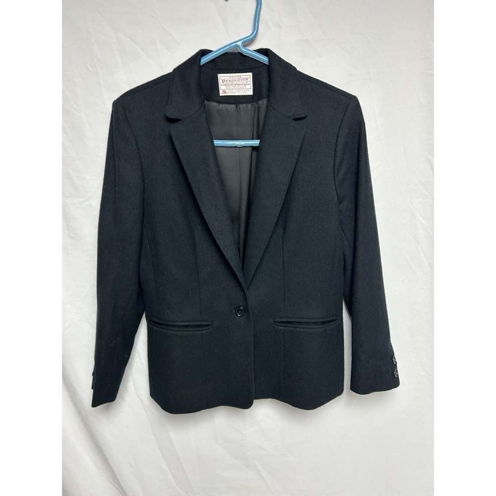 Vintage Pendleton Petite Blazer 100% Virgin Wool Black Womens 4P Made in USA